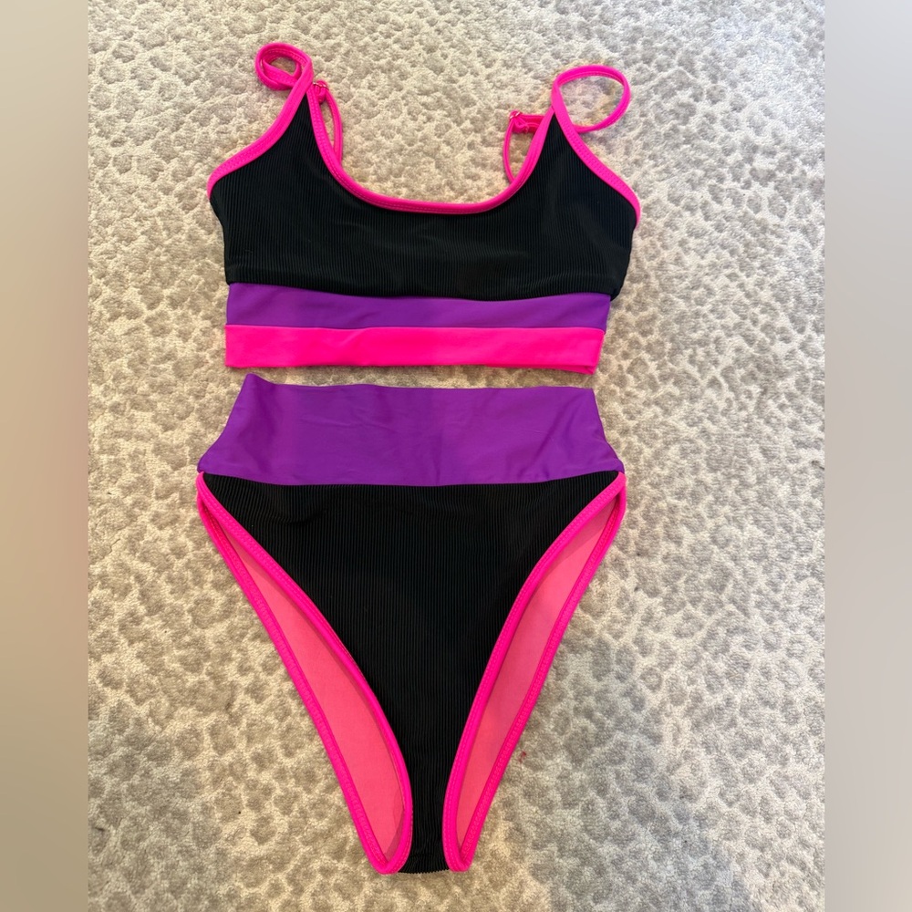 Beach Riot Pink and Purple Bikini Set